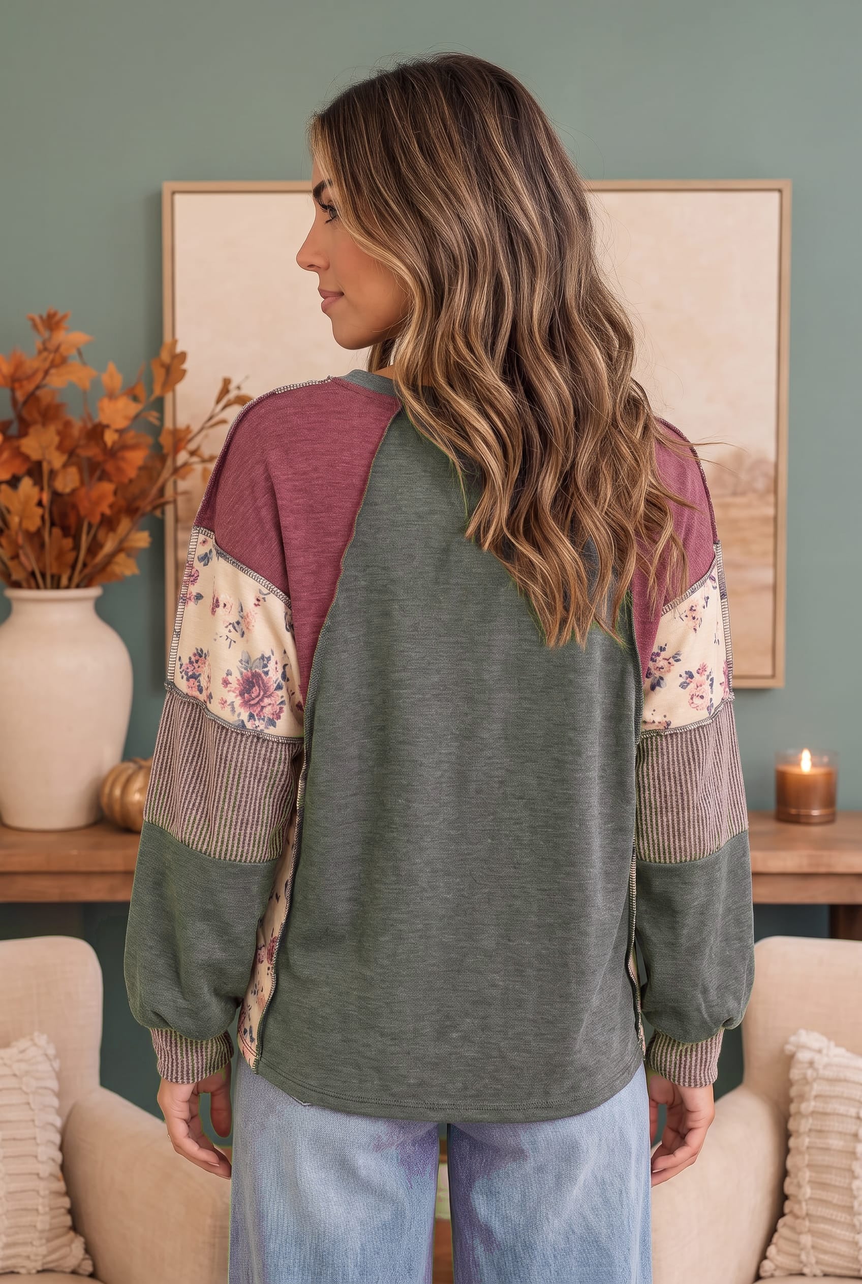 Home for the Holidays Patchwork Floral Raglan