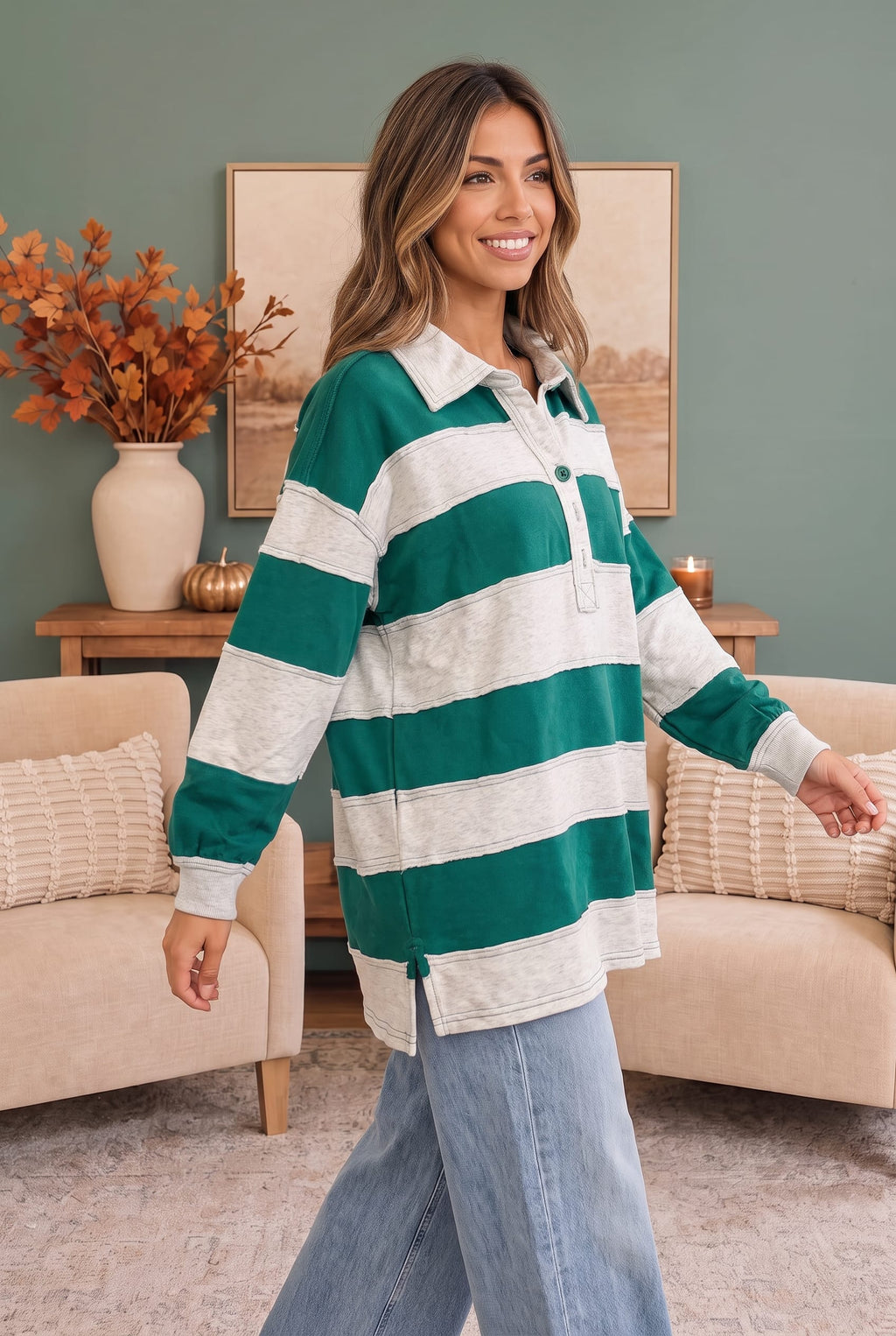 Boyfriend Striped Rugby Polo