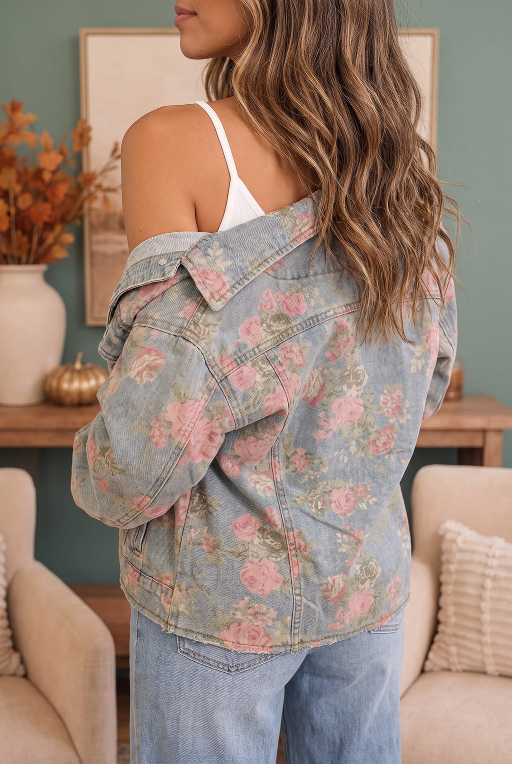 Rosy Days Floral Denim Jacket