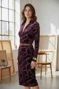 The Royal Amethyst Burnout Velvet Shirt Dress