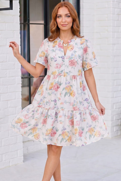 Blooming Beautifully Floral Tiered Mini Dress