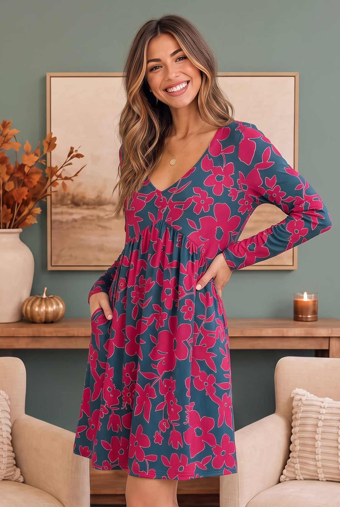 Blooming Beauty Long Sleeve Floral Dress