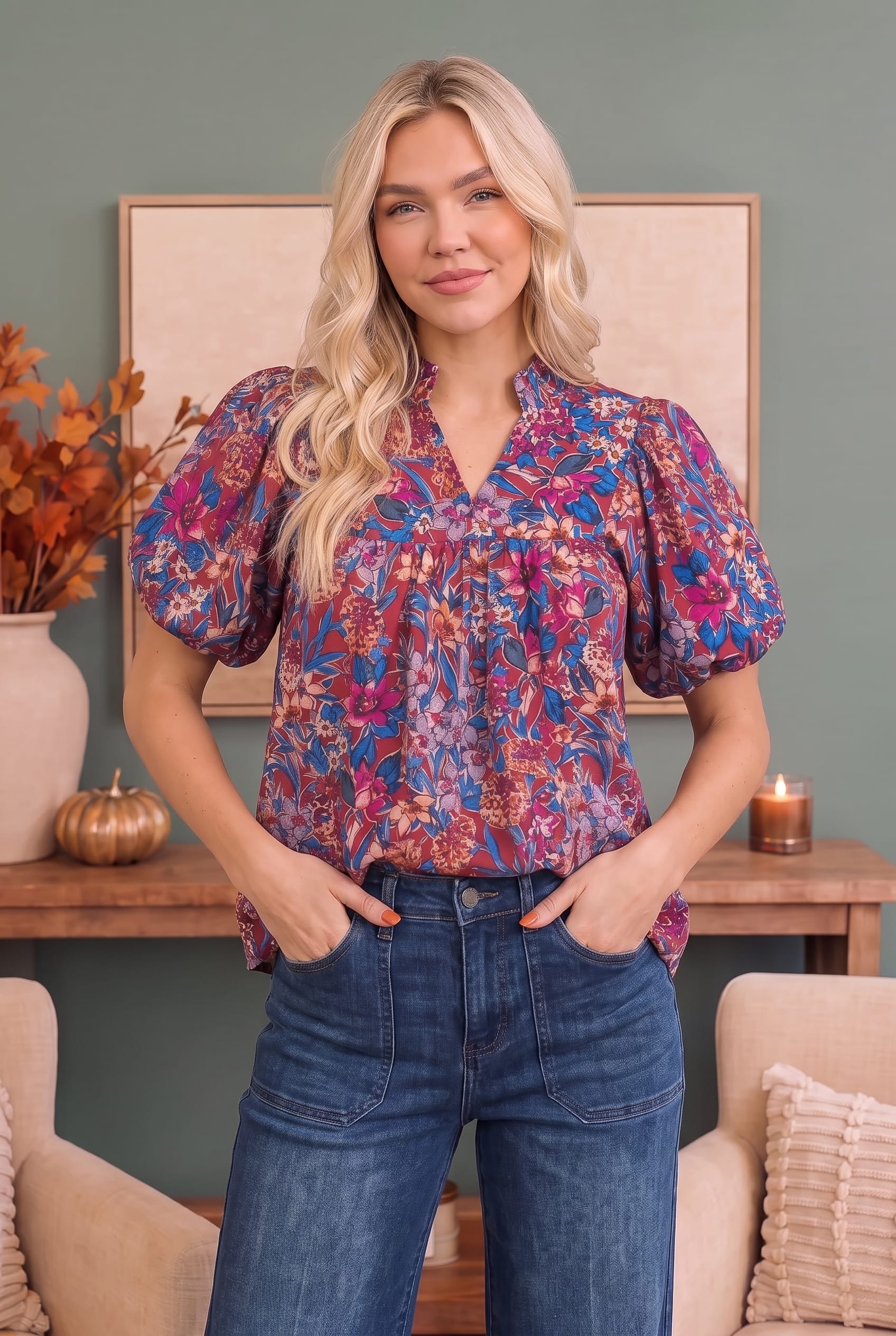 Blooming Beautifully Floral Puff Sleeve Top