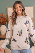 Taking Flight Mallard Duck Print Sweatshirt
