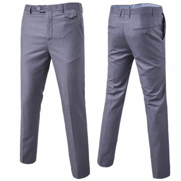 Mens Classic Slim Fit Stretch Flat Front Slacks Dress Pants - Image 100