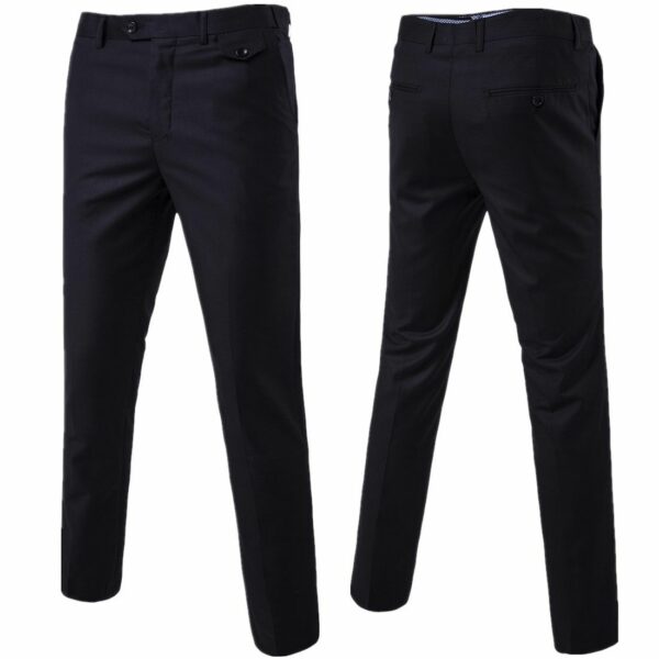 Mens Classic Slim Fit Stretch Flat Front Slacks Dress Pants - Image 19