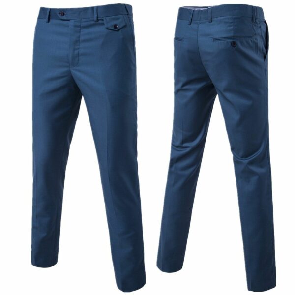 Mens Classic Slim Fit Stretch Flat Front Slacks Dress Pants - Image 37