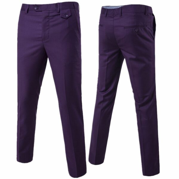 Mens Classic Slim Fit Stretch Flat Front Slacks Dress Pants - Image 28