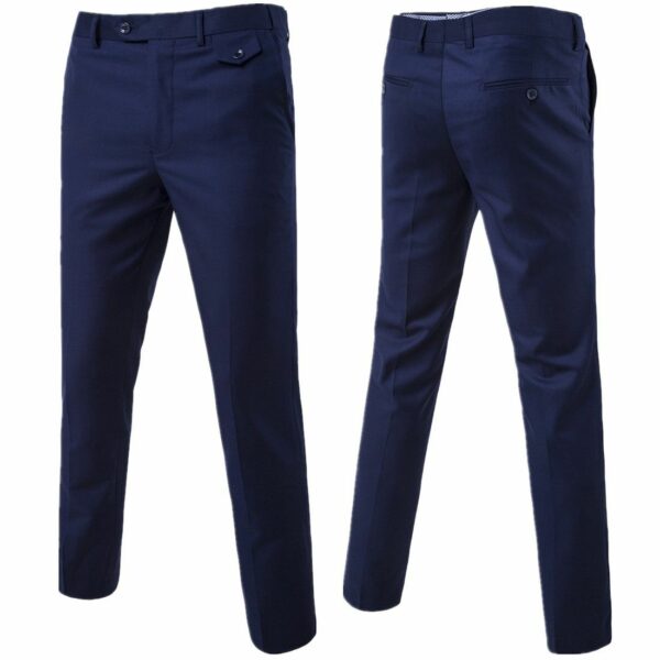 Mens Classic Slim Fit Stretch Flat Front Slacks Dress Pants - Image 103