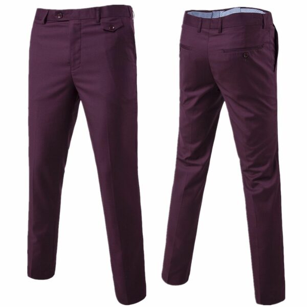 Mens Classic Slim Fit Stretch Flat Front Slacks Dress Pants - Image 55