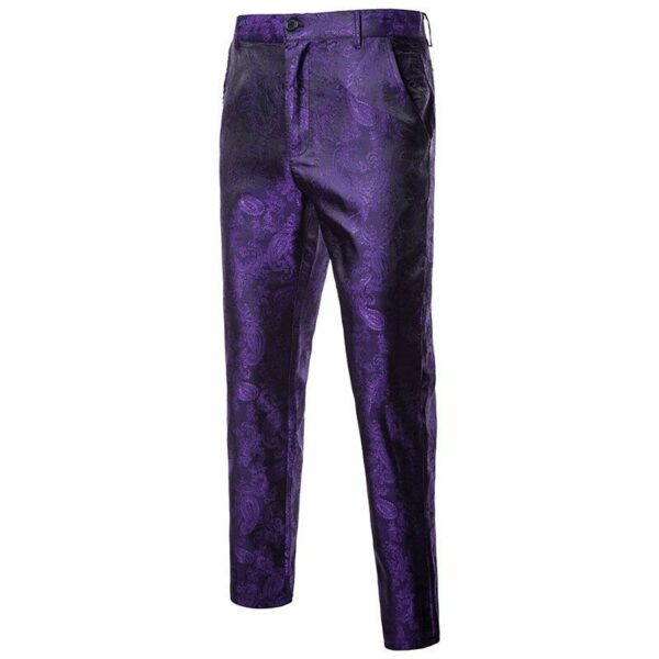 Paisley Floral Dress Suit Pants Straight Leg Trousers - Image 33
