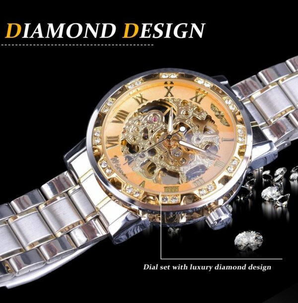 Fashion Casual Classic Popular Skeleton Rhinestone Manual Mechanical Watch Identity Status - Image 5