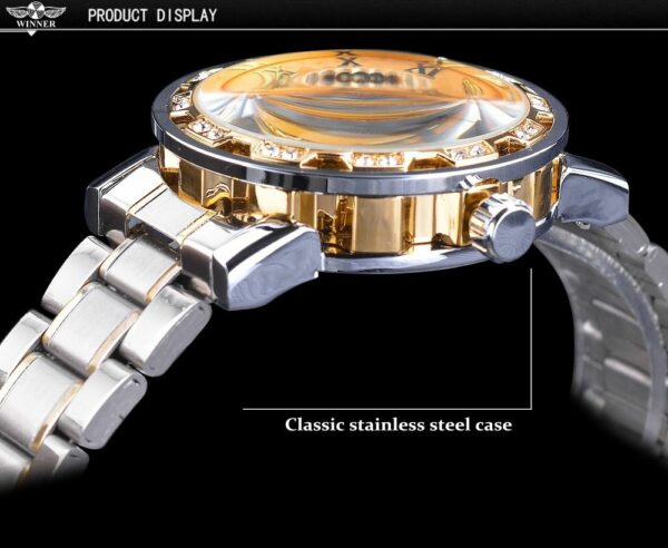 Fashion Casual Classic Popular Skeleton Rhinestone Manual Mechanical Watch Identity Status - Image 6