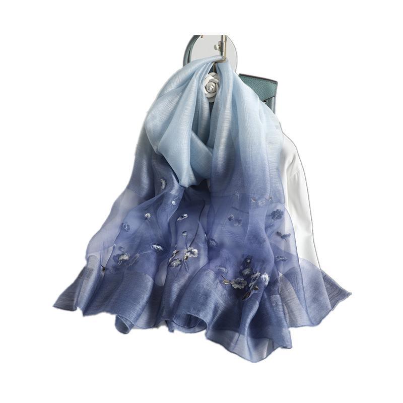 Women's Wool Silk Embroidery Gradient Scarf Sunscreen Shawl - Image 10
