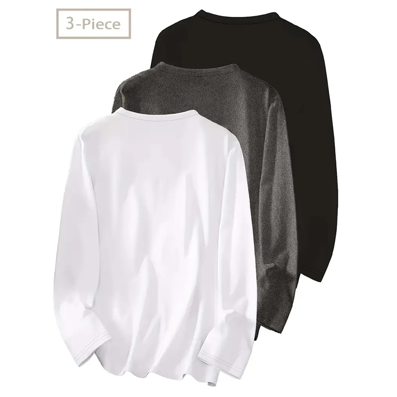 3 Pack Womens Plus Size Long Sleeve Shirts Crew Neck Basic Tee Tops Loose Fit Fall Outfits For Women 1X-5X - Image 9