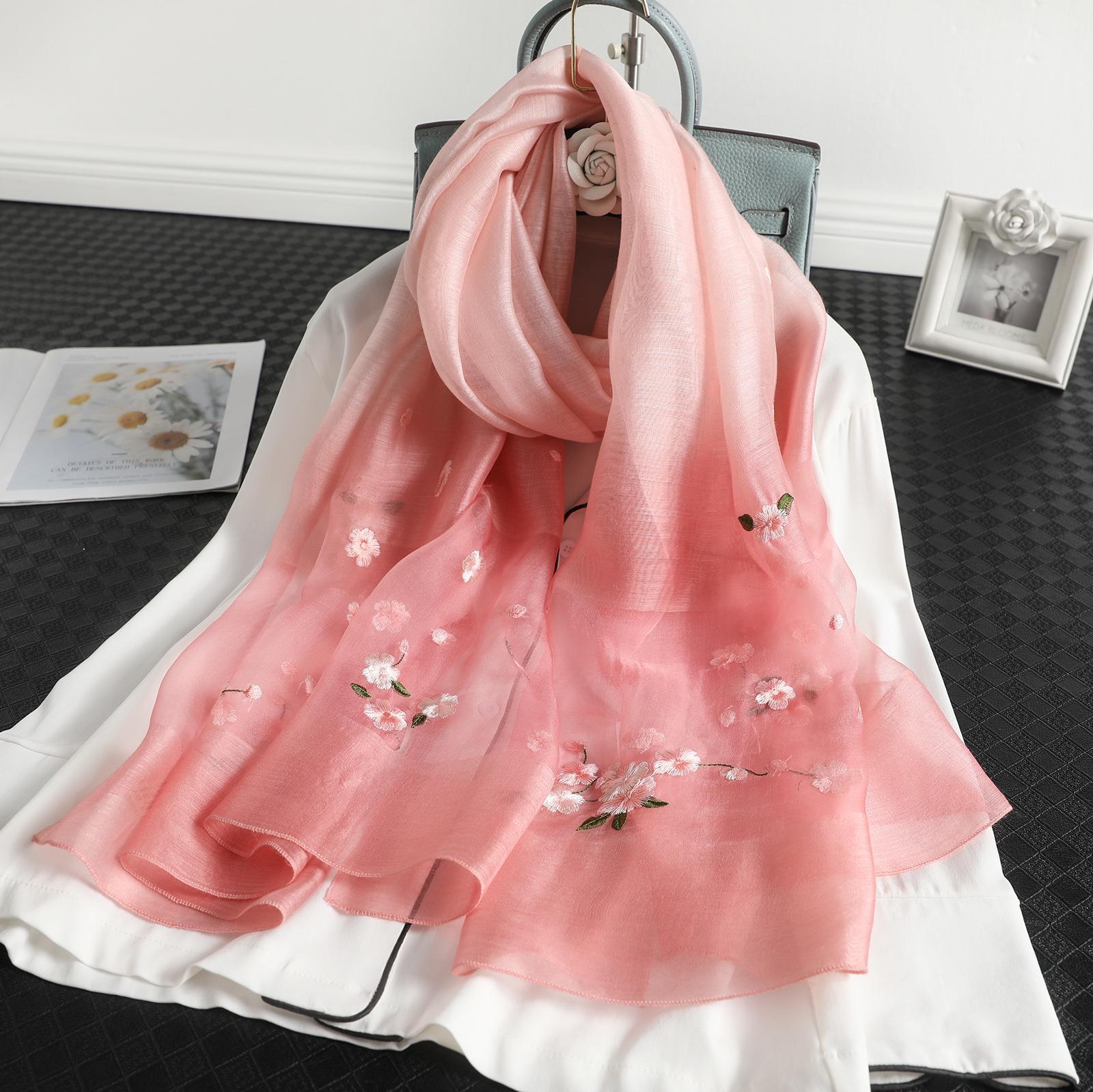 Women's Wool Silk Embroidery Gradient Scarf Sunscreen Shawl - Image 8