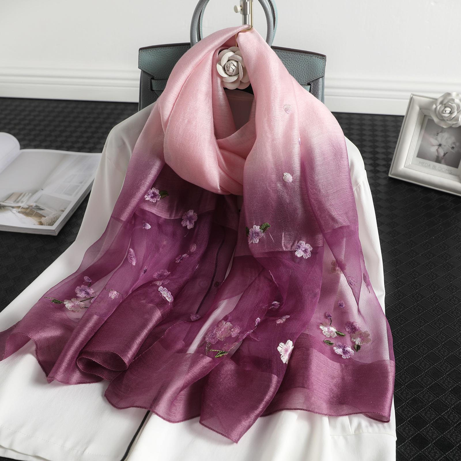 Women's Wool Silk Embroidery Gradient Scarf Sunscreen Shawl - Image 7