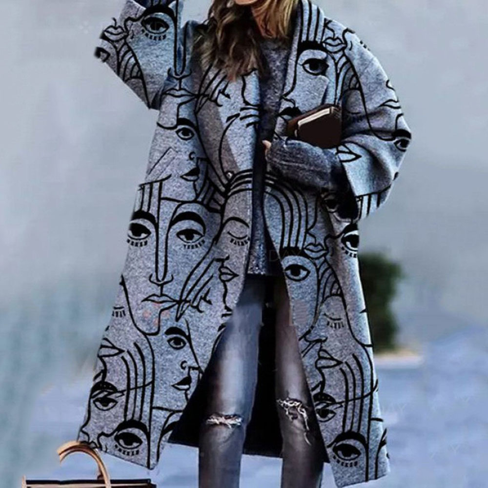 Women's Color Matching Plaid Long-sleeved Coat - Image 10