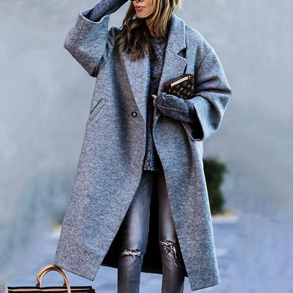Women's Color Matching Plaid Long-sleeved Coat - Image 9