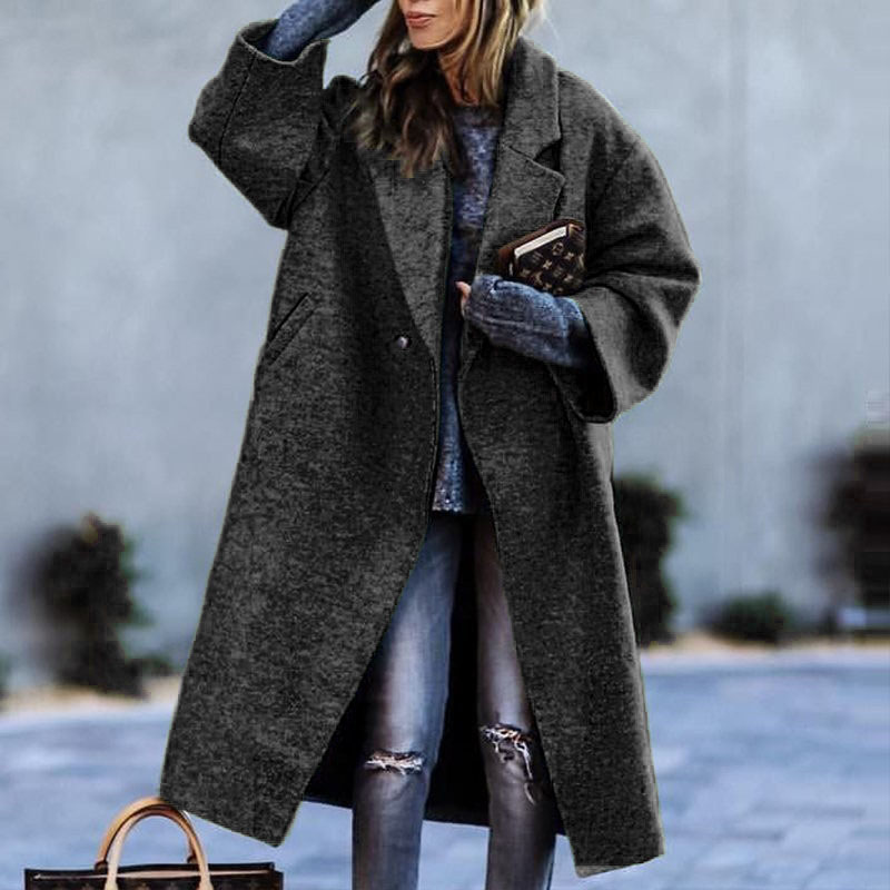 Women's Color Matching Plaid Long-sleeved Coat - Image 5