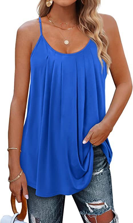 Women's Summer Vest Pleated Spaghetti Strap Tank Top - Image 6